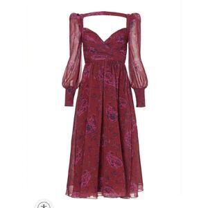 B39 Badgley Mischka Floral Long Sleeve Midi Dress Womens 4